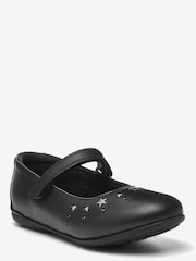 Black Leather Narrow Fit (E) Star Mary Janes Shoes - Image 2 of 5
