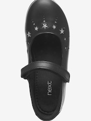 Black Leather Narrow Fit (E) Star Mary Janes Shoes - Image 3 of 5