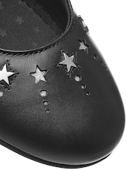 Black Leather Narrow Fit (E) Star Mary Janes Shoes - Image 4 of 5