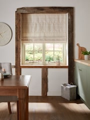 Natural Ready Made Windowpane Check Lined Roman Blind - Image 1 of 6