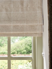 Natural Ready Made Windowpane Check Lined Roman Blind - Image 4 of 6