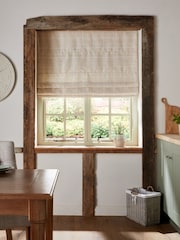 Natural Ready Made Windowpane Check Lined Roman Blind - Image 6 of 6