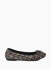 Dune London Dark Black Hallo Charm Trim Ballet Shoes - Image 1 of 6