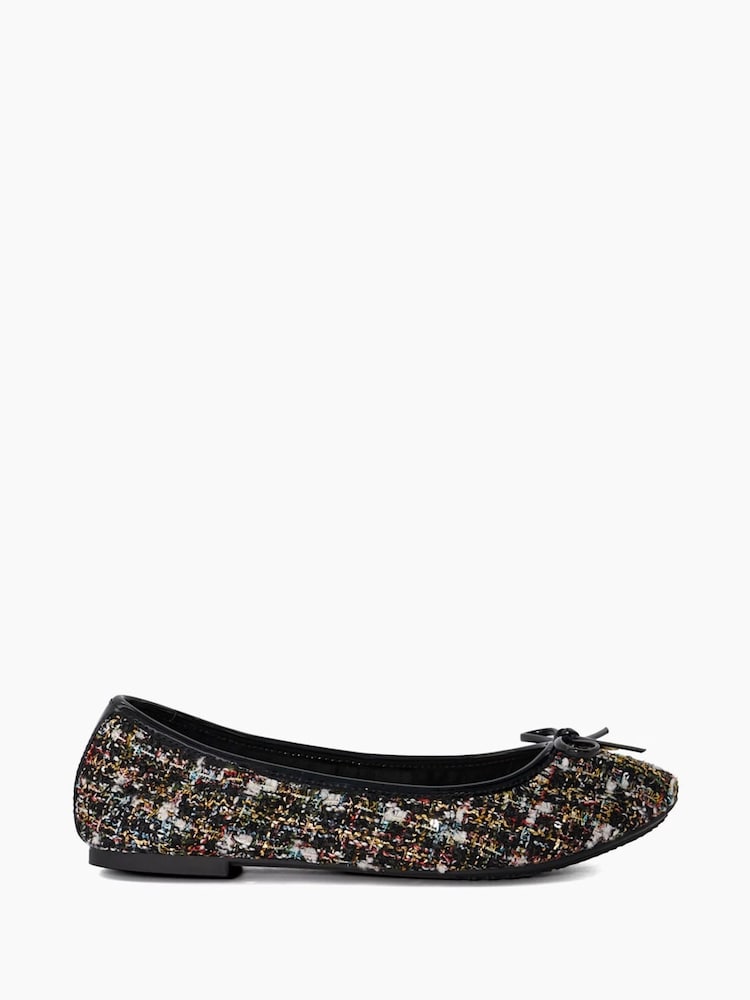 Dune London Dark Black Hallo Charm Trim Ballet Shoes - Image 1 of 6