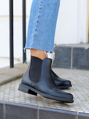 Linzi Black Fia Soft Faux Leather Classic Chelsea Boots - Image 1 of 4