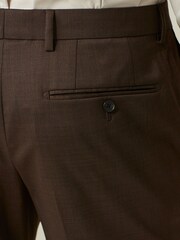 Brown Slim Fit Wool Blend Suit Trousers - Image 6 of 10