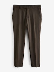 Brown Slim Fit Wool Blend Suit Trousers - Image 7 of 10