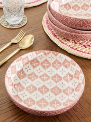 Set of 4 Pink Palermo Patterned Pasta Bowls - Image 1 of 3