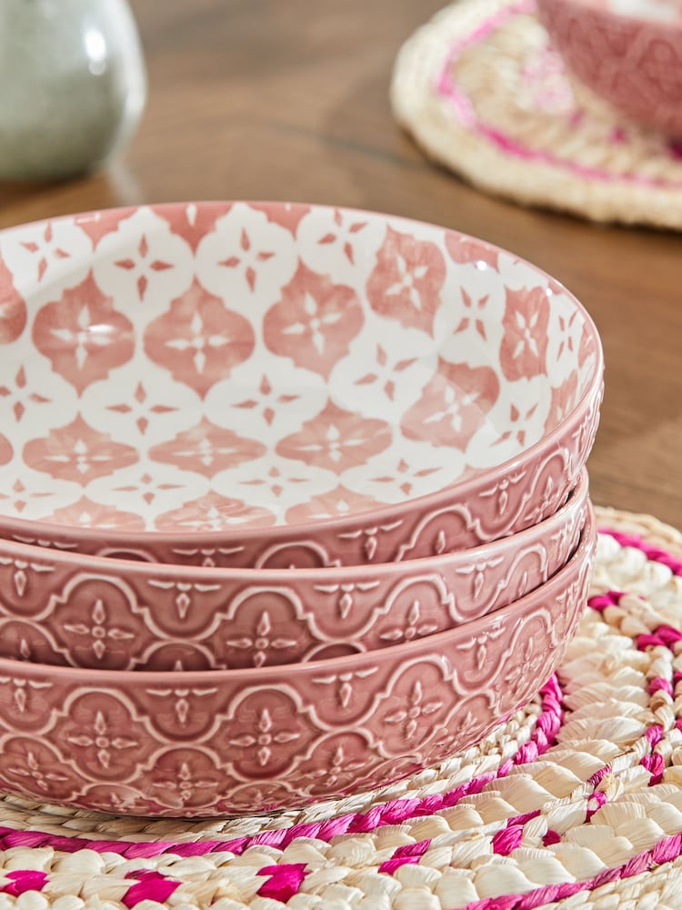 Set of 4 Pink Palermo Patterned Pasta Bowls - Image 2 of 3