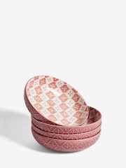 Set of 4 Pink Palermo Patterned Pasta Bowls - Image 3 of 3