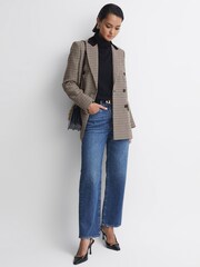 Reiss Multi Cici Wool Dogtooth Double Breasted Blazer - Image 3 of 5