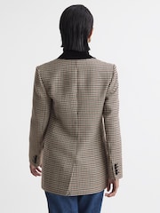 Reiss Multi Cici Wool Dogtooth Double Breasted Blazer - Image 5 of 5