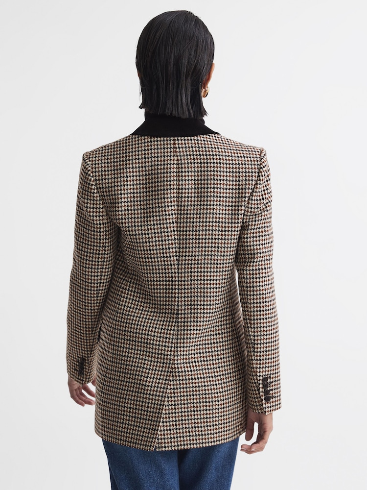 Reiss Multi Cici Wool Dogtooth Double Breasted Blazer - Image 5 of 5