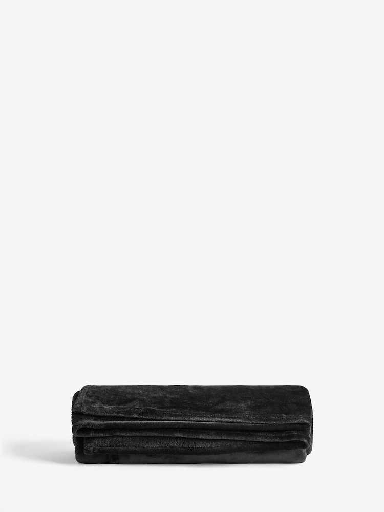 Black Plush Fleece Throw - Image 4 of 4