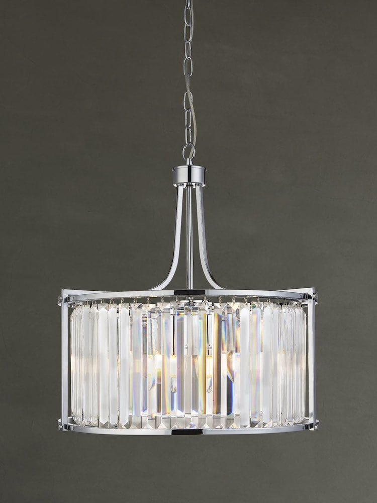 Searchlight Chrome Mystic 5 Light Drum Ceiling Light Pendant - Image 1 of 3