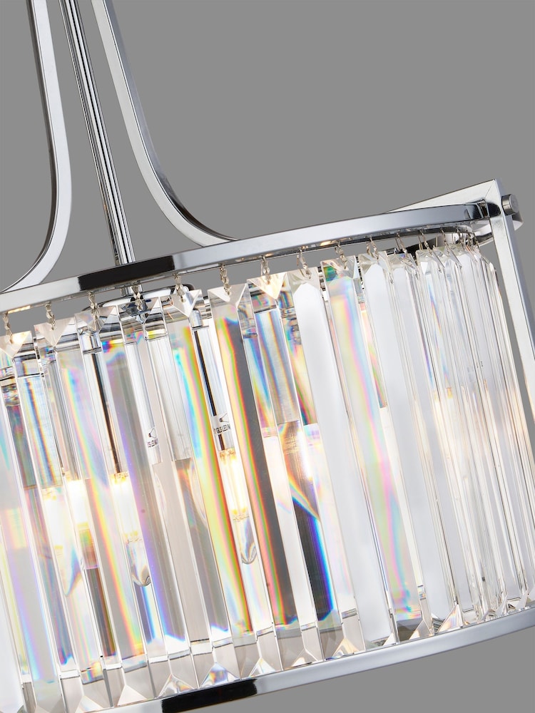 Searchlight Chrome Mystic 5 Light Drum Ceiling Light Pendant - Image 3 of 3
