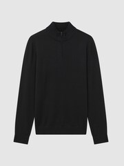 Reiss Black Blackhall Merino Wool Half-Zip Funnel Neck Jumper - Image 2 of 7