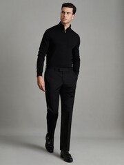 Reiss Black Blackhall Merino Wool Half-Zip Funnel Neck Jumper - Image 3 of 7