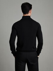 Reiss Black Blackhall Merino Wool Half-Zip Funnel Neck Jumper - Image 4 of 7