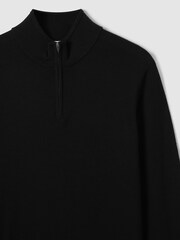Reiss Black Blackhall Merino Wool Half-Zip Funnel Neck Jumper - Image 5 of 7