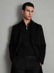 Reiss Black Blackhall Merino Wool Half-Zip Funnel Neck Jumper - Image 7 of 7