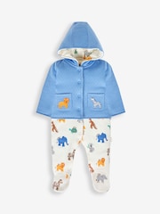 JoJo Maman Bébé Blue 2-Piece Safari Sleepsuit & Jacket Set - Image 1 of 6
