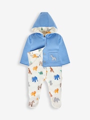 JoJo Maman Bébé Blue 2-Piece Safari Sleepsuit & Jacket Set - Image 2 of 6