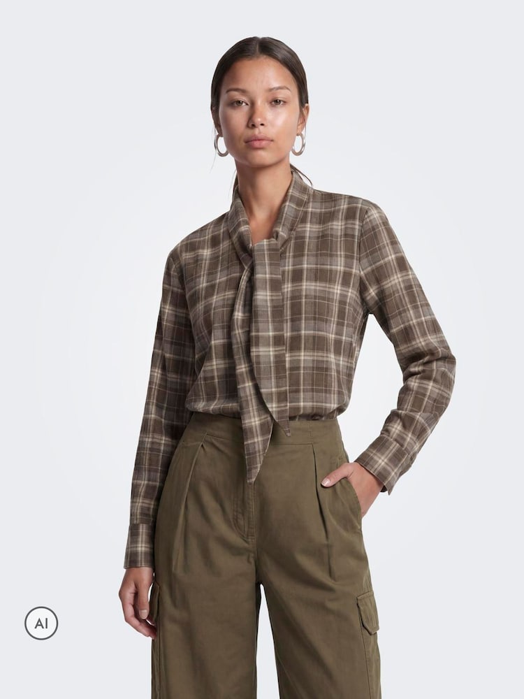 ONLY Tie Neck Check Shirt - Obrázek 1 z 7