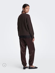 ONLY Brown Lace Mix Round Neck Pullover Jumper - Image 4 of 6
