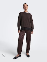 ONLY Brown Lace Mix Round Neck Pullover Jumper - Image 5 of 6