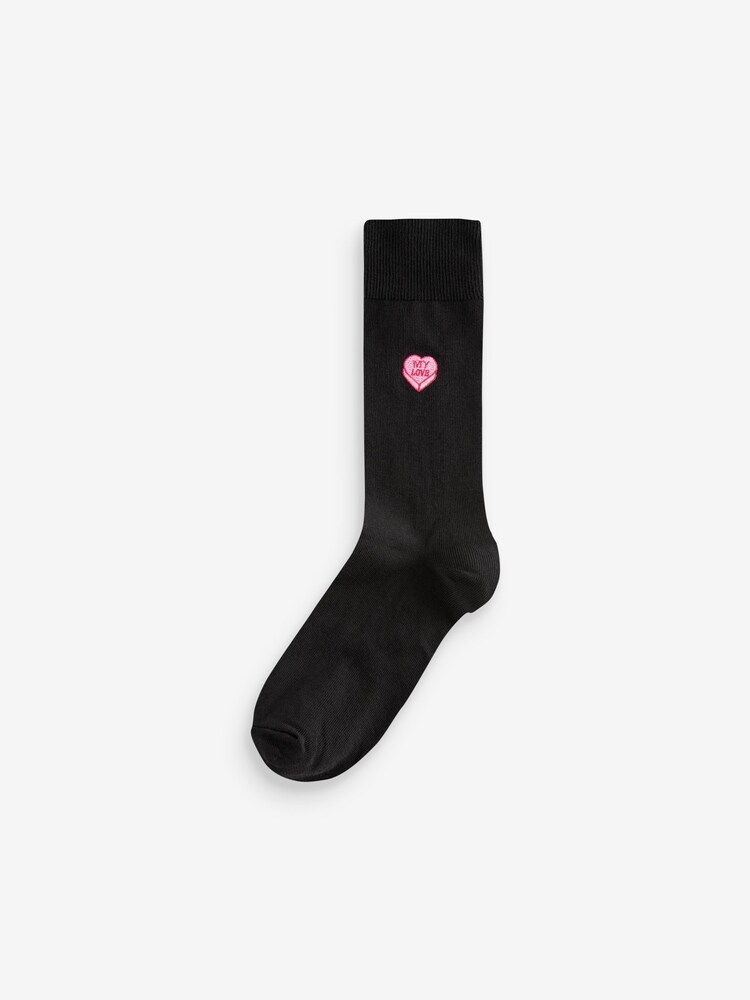 Noir Saint-Valentin - Lot de 5 paires de chaussettes brodées - Image 5 of 6