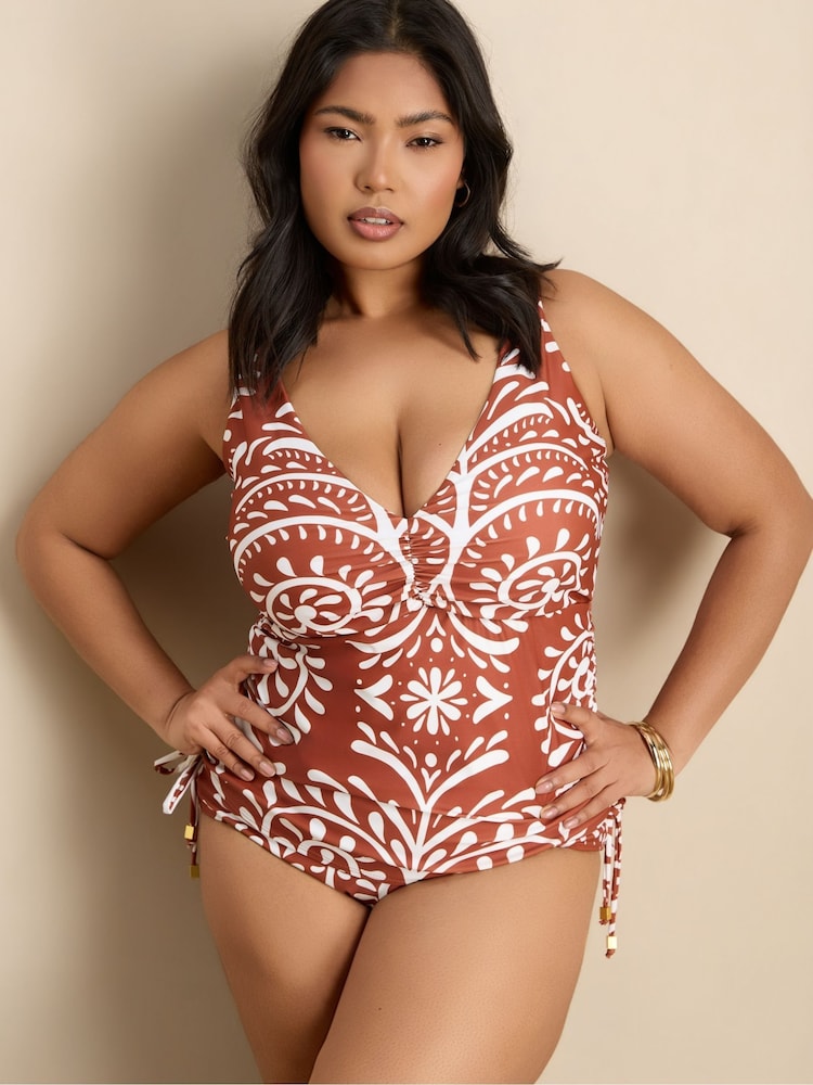 Top de tankini fruncido con estampado de Live Unlimited - Imagen 1 de 4 Top de tankini fruncido con estampado de Live Unlimited - Imagen 1 de 4