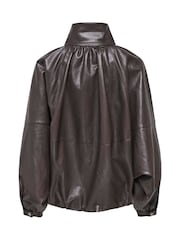 ONLY Brown Faux Leather Balloon Jacket - Image 6 of 7
