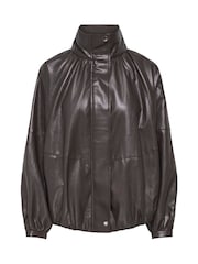 ONLY Brown Faux Leather Balloon Jacket - Image 7 of 7