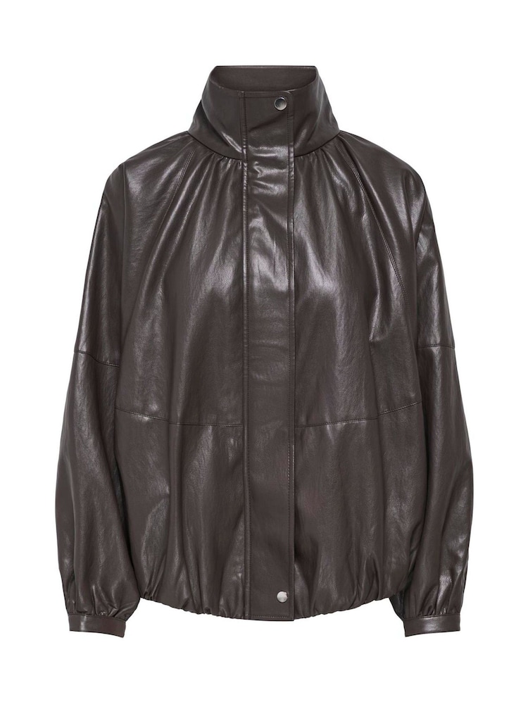 ONLY Brown Faux Leather Balloon Jacket - Image 7 of 7 ONLY Brown Faux Leather Balloon Jacket - Image 7 of 7