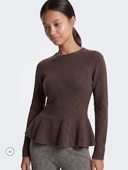 ONLY Peplum Round Neck Knitted Pullover Jumper - Image 1 de 7