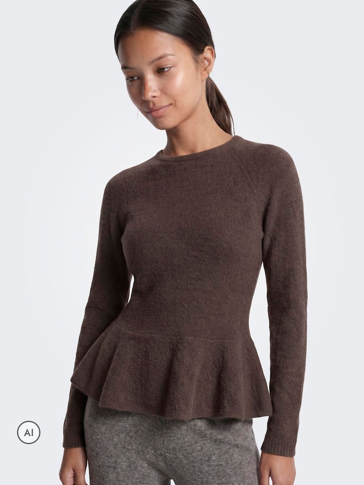 ONLY Peplum Round Neck Knitted Pullover Jumper - Image 1 de 7
