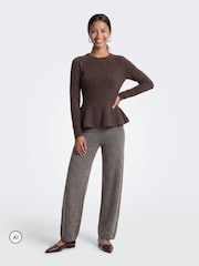 ONLY Peplum Round Neck Knitted Pullover Jumper - Image 3 de 7