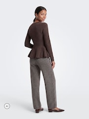 ONLY Peplum Round Neck Knitted Pullover Jumper - Image 4 de 7