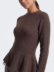 ONLY Peplum Round Neck Knitted Pullover Jumper - Image 5 de 7