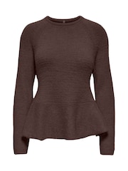 ONLY Peplum Round Neck Knitted Pullover Jumper - Image 6 de 7