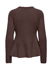 ONLY Peplum Round Neck Knitted Pullover Jumper - Image 7 de 7