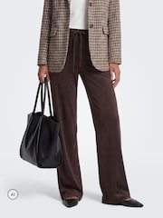 ONLY Brown Faux Suede Straight Leg Trousers - Image 1 of 7