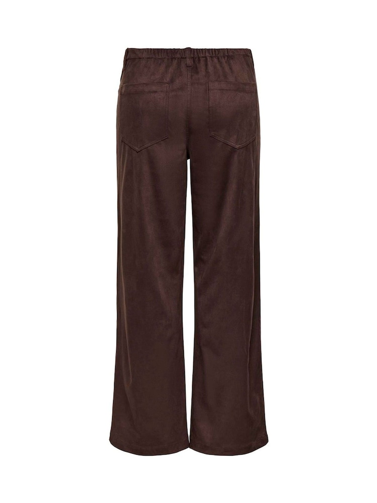 ONLY Brown Faux Suede Straight Leg Trousers - Image 7 of 7 ONLY Brown Faux Suede Straight Leg Trousers - Image 7 of 7