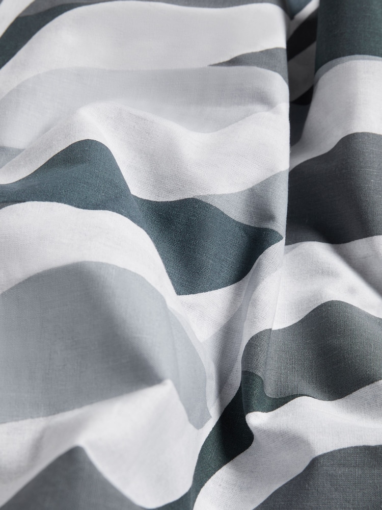 Blue Geometric Wave 100% Cotton Reversible Duvet Cover and Pillowcase Set - Image 4 of 4