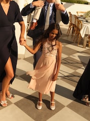 Navy Blue Wrap Front Bridesmaid Maxi Dress - Image 7 of 10