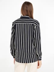 Tommy Hilfiger Argyle Stripe Relaxed Black Shirt - Image 2 of 6