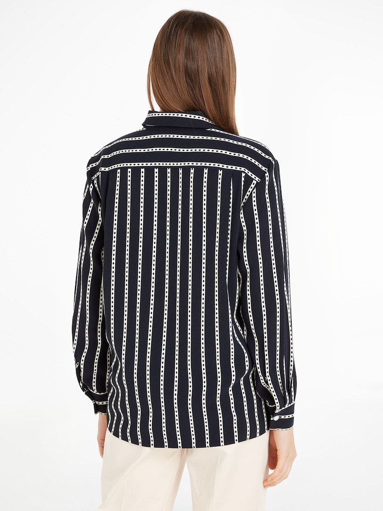 Tommy Hilfiger Argyle Stripe Relaxed Black Shirt - Image 2 of 6 Tommy Hilfiger Argyle Stripe Relaxed Black Shirt - Image 2 of 6