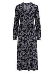 Pour Moi Blue Bridget Slinky Jersey Long Sleeve Midi Dress - Image 3 of 4