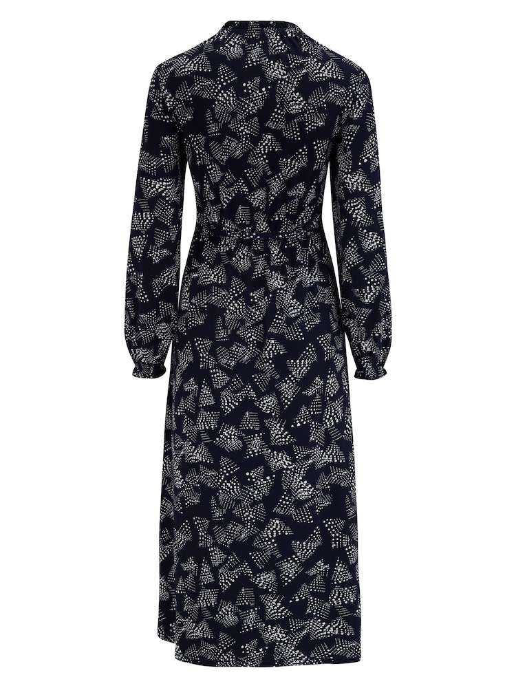 Pour Moi Blue Bridget Slinky Jersey Long Sleeve Midi Dress - Image 4 of 4